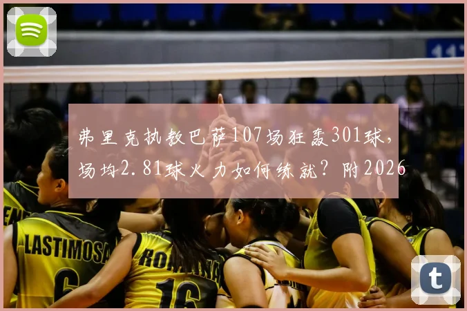 弗里克执教巴萨107场狂轰301球，场均2.81球火力如何练就？附2026年进攻数据深度解读