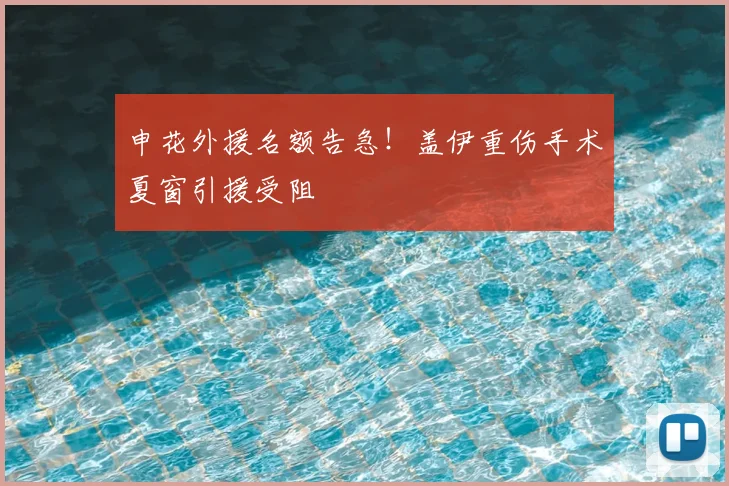 申花外援名额告急！盖伊重伤手术夏窗引援受阻